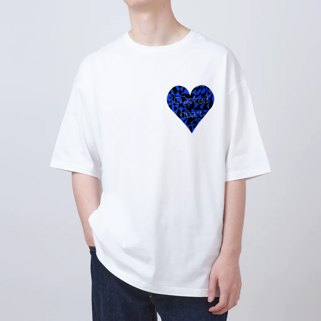 夢見ゆらの架空屋さんのCracked heart/Bleu オーバーサイズTシャツ