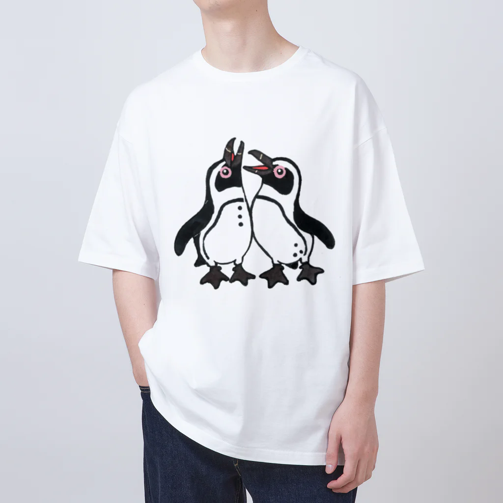 penguininkoの仲良く鳴き交わす🐧🐧 オーバーサイズTシャツ