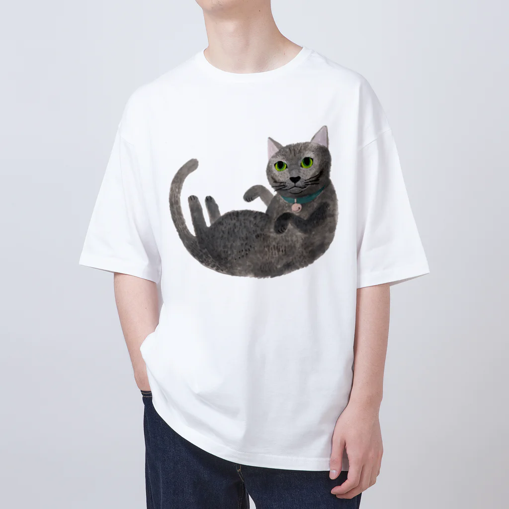 gogocats-shopのグレー猫 Oversized T-Shirt