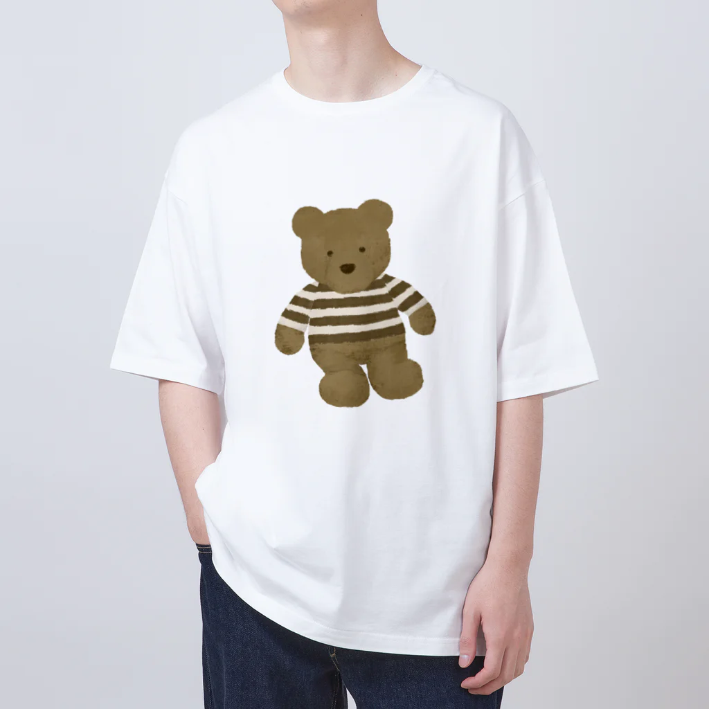 tateshima(たてしま)のボーダーのテディベア Oversized T-Shirt