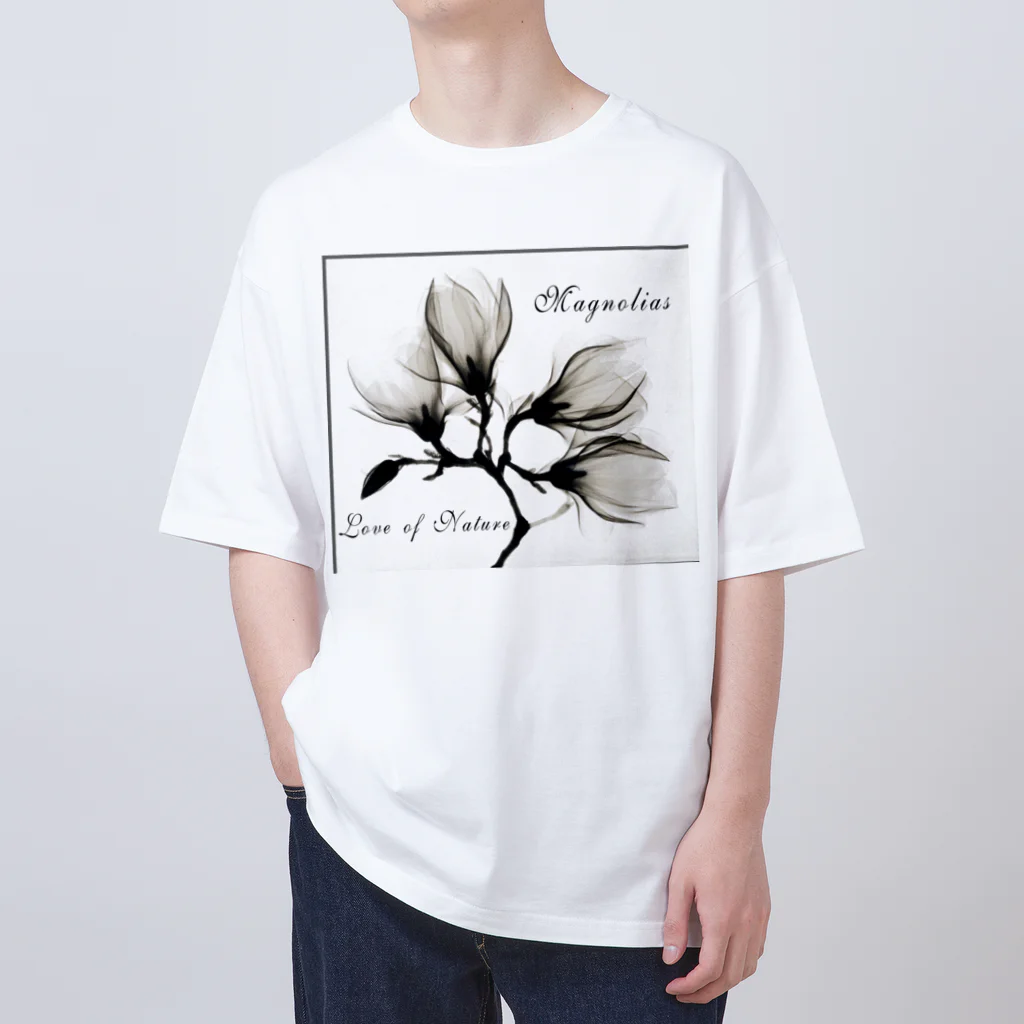 PALA's SHOP　cool、シュール、古風、和風、の木蓮(モクレン)love of nature(自然への愛) オーバーサイズTシャツ