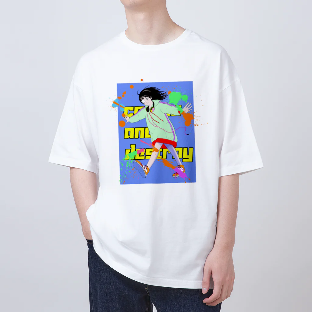 大きめの棚の鉄骨渡り少女 Oversized T-Shirt