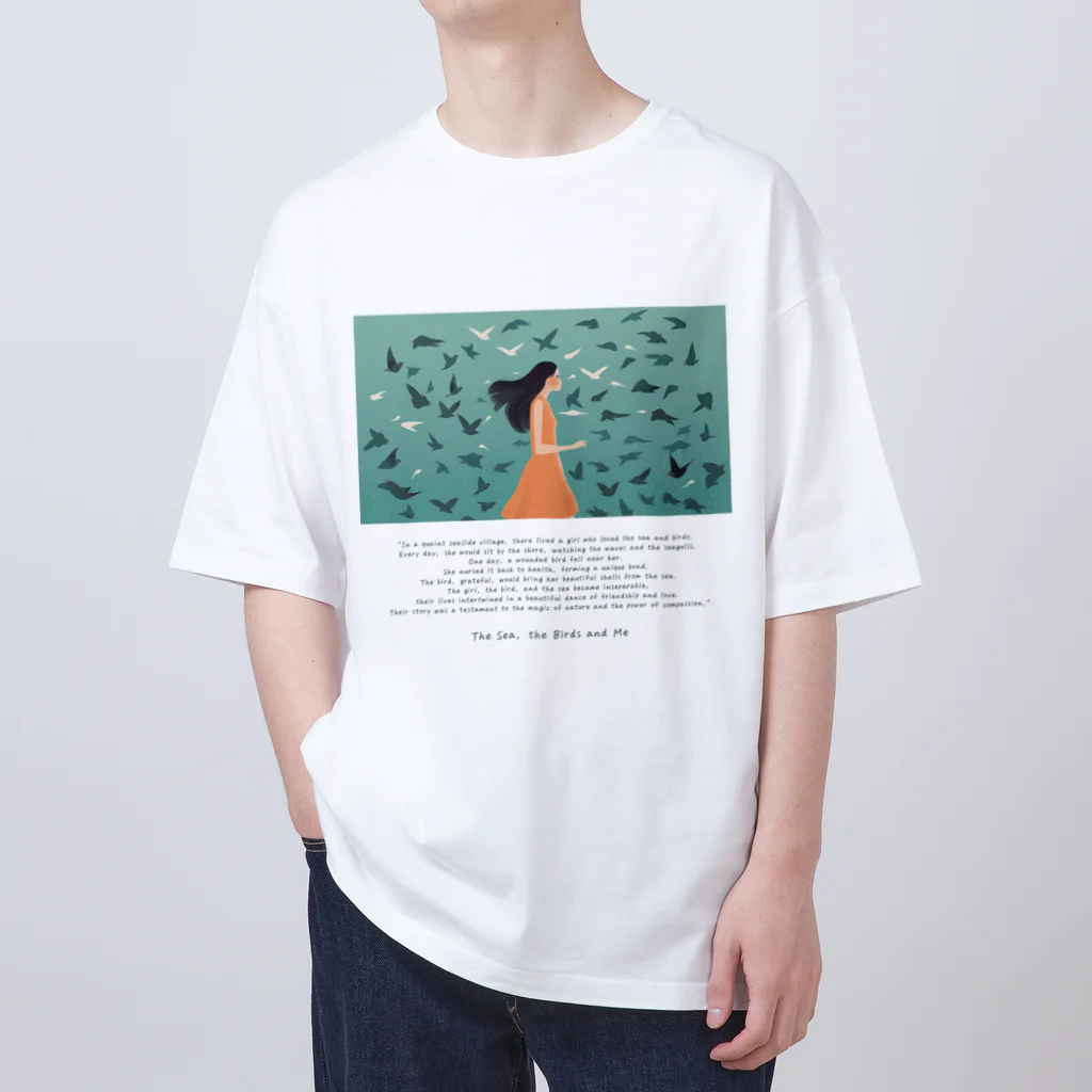 鳥救うSUZURIの『うみ、とり、わたし』【寄付付き商品】 Oversized T-Shirt