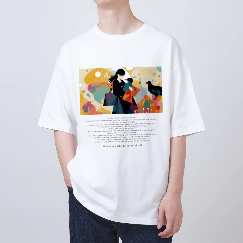 鳥救うSUZURIの『ウチの子になる？』【寄付付き商品】 Oversized T-Shirt