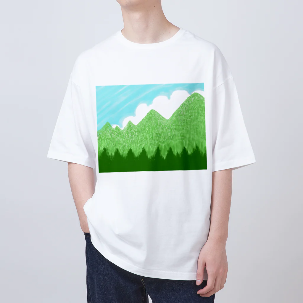 ✨🌈✨ユラクラカン🇯🇵 ✨🌈✨の☁️青空と雲☁️と青い山脈🗻ズ オーバーサイズTシャツ