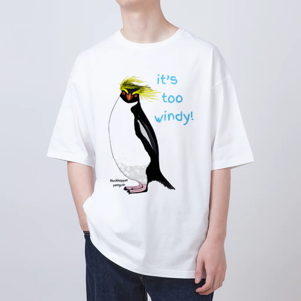 LalaHangeulのRockhopper penguin　(イワトビペンギン) オーバーサイズTシャツ
