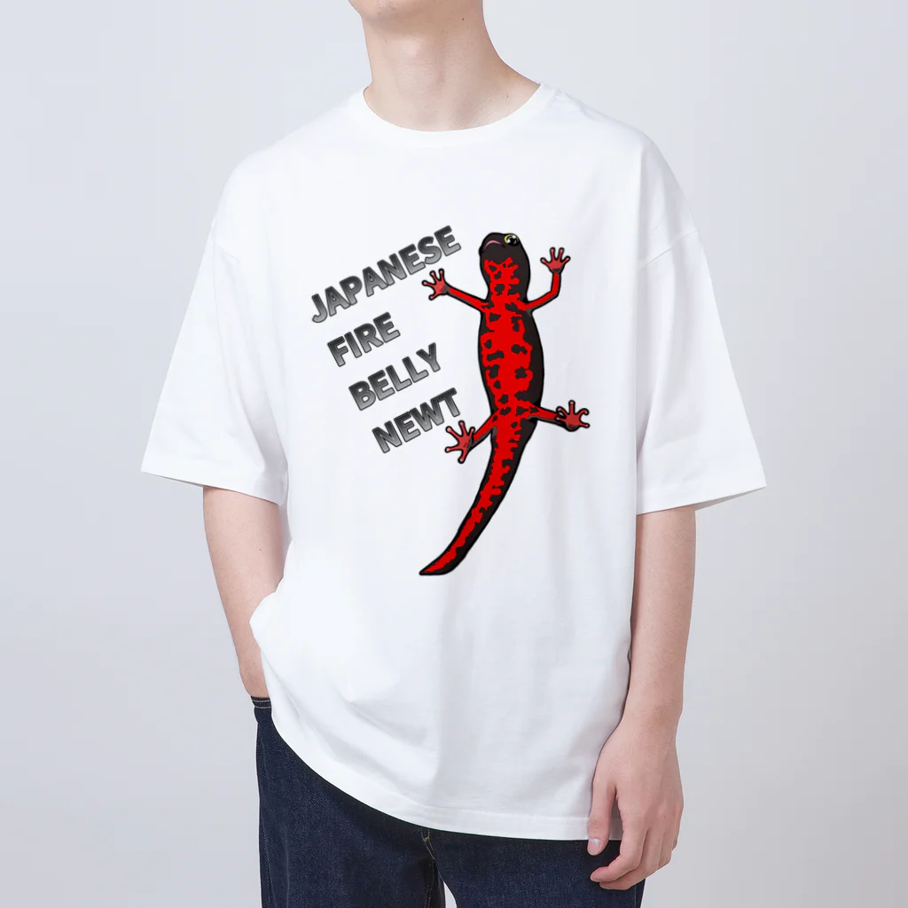 LalaHangeulのJAPANESE FIRE BELLY NEWT (アカハライモリ)　 オーバーサイズTシャツ