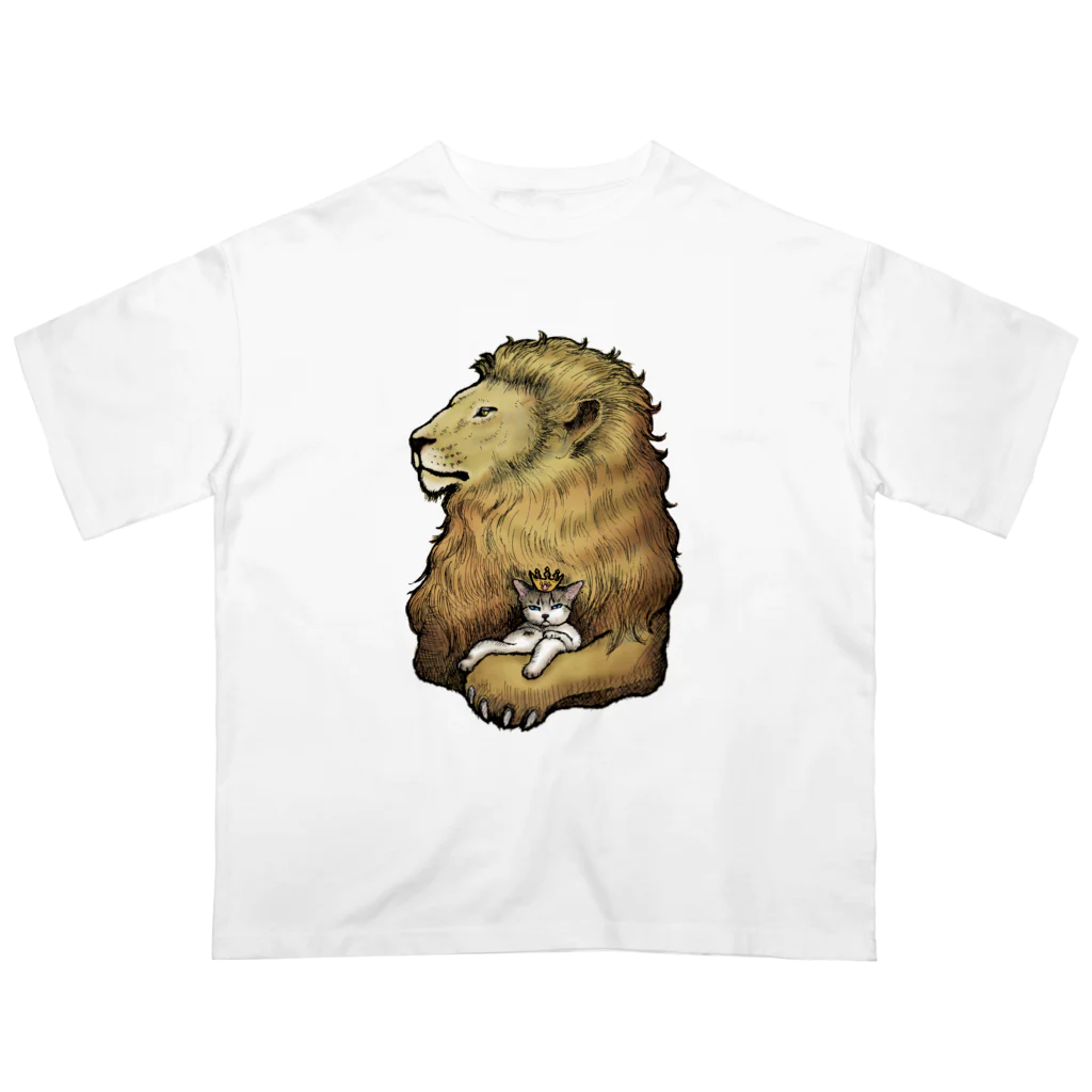 もけけ工房 SUZURI店のカブと獅子(カラー) オーバーサイズTシャツ