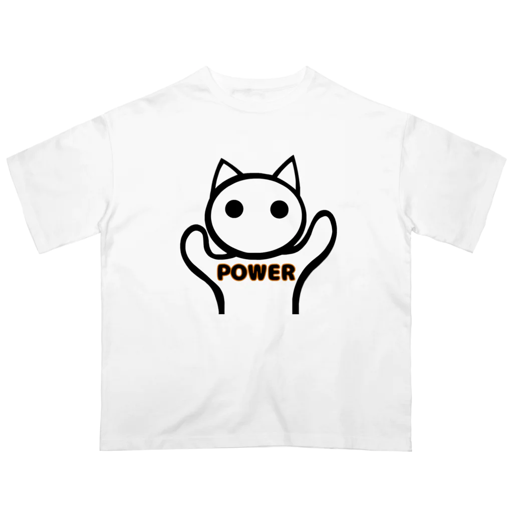 aiueoneko358のパワー猫 オーバーサイズTシャツ