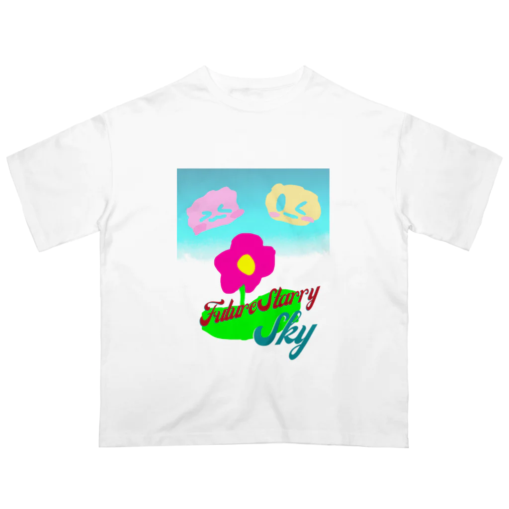 Future Starry Skyのお花と雲🌼☁ オーバーサイズTシャツ