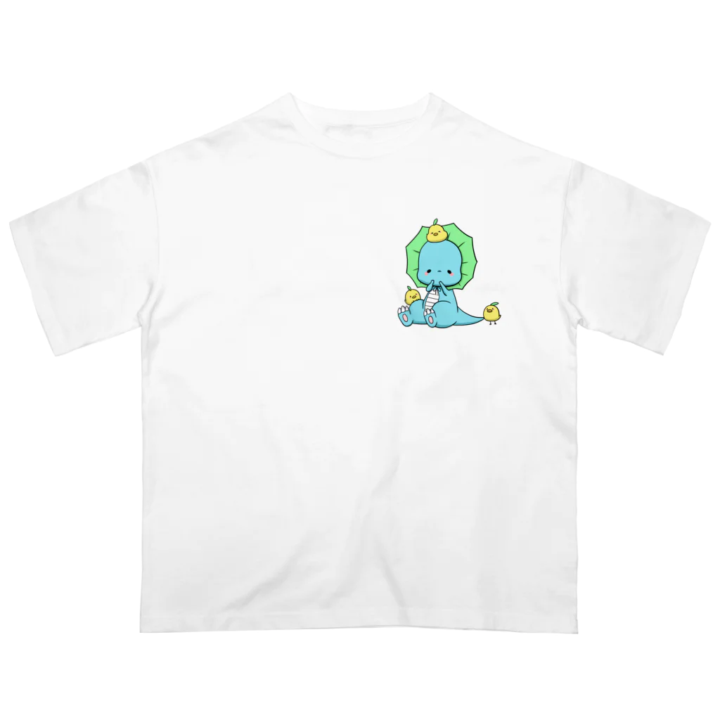 工房・夢恵のお座りえりまきティラノくん オーバーサイズTシャツ