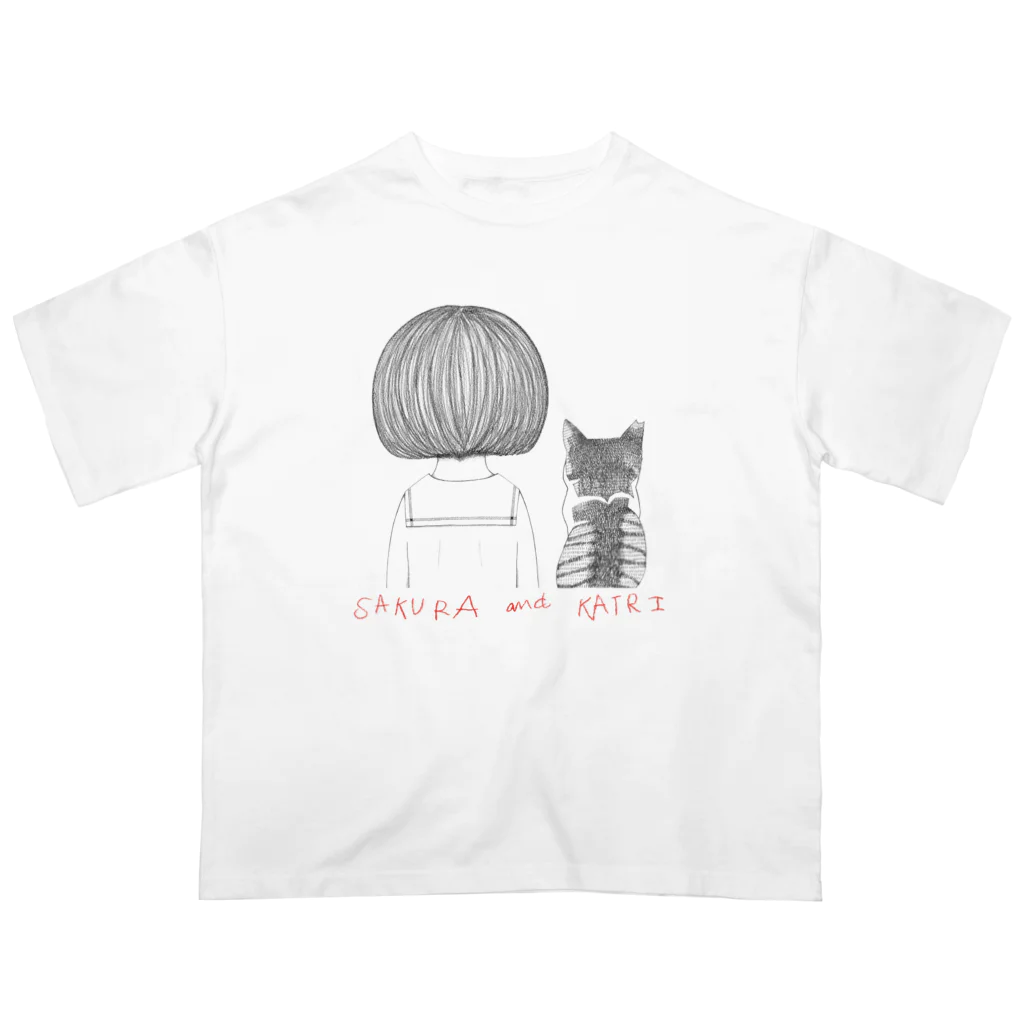 Bonamiのさくらとカトリ RED オーバーサイズTシャツ