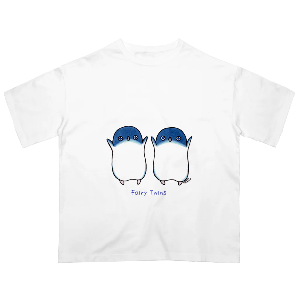 ヤママユ(ヤママユ・ペンギイナ)のふたごのフェアリーペンギン(ロゴあり) Oversized T-Shirt