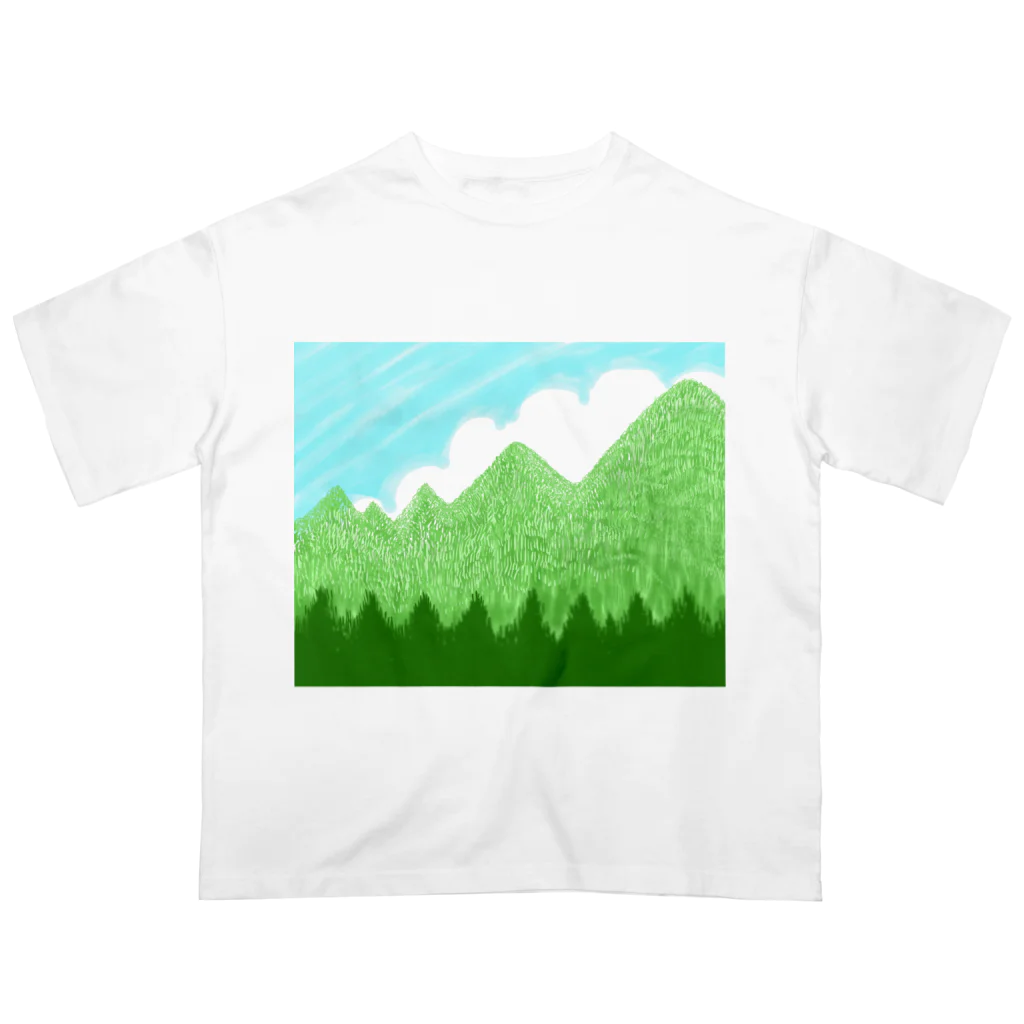 ✨🌈✨ユラクラカン🇯🇵 ✨🌈✨の☁️青空と雲☁️と青い山脈🗻ズ オーバーサイズTシャツ