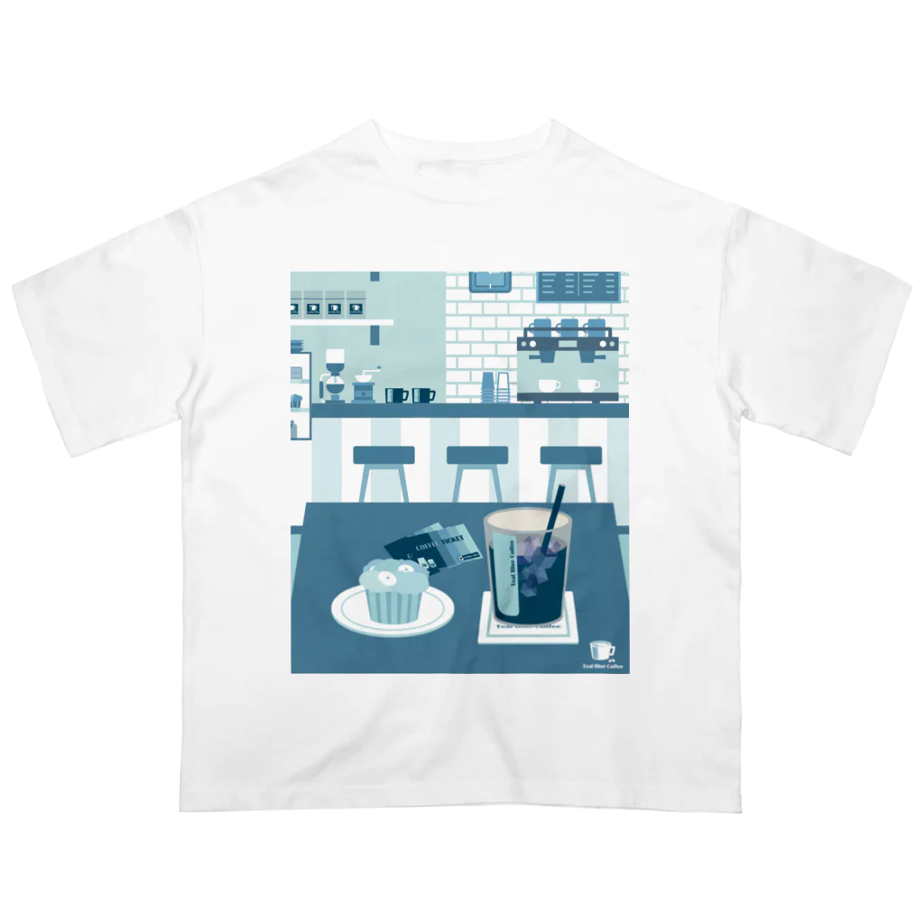 Teal Blue Coffeeのアイスコーヒーをどうぞ　～常連さんの指定席～ Oversized T-Shirt