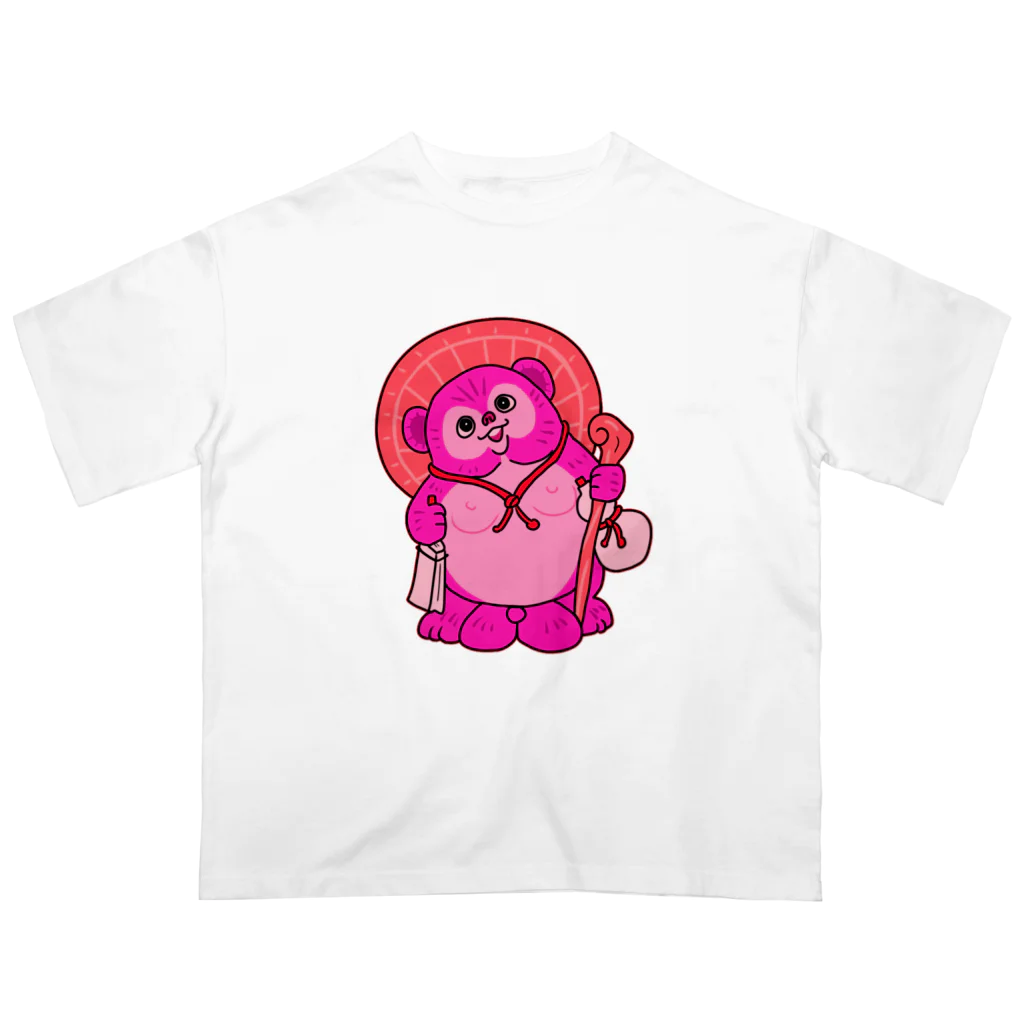 zawaのたぬきの置物（ピンク） オーバーサイズTシャツ