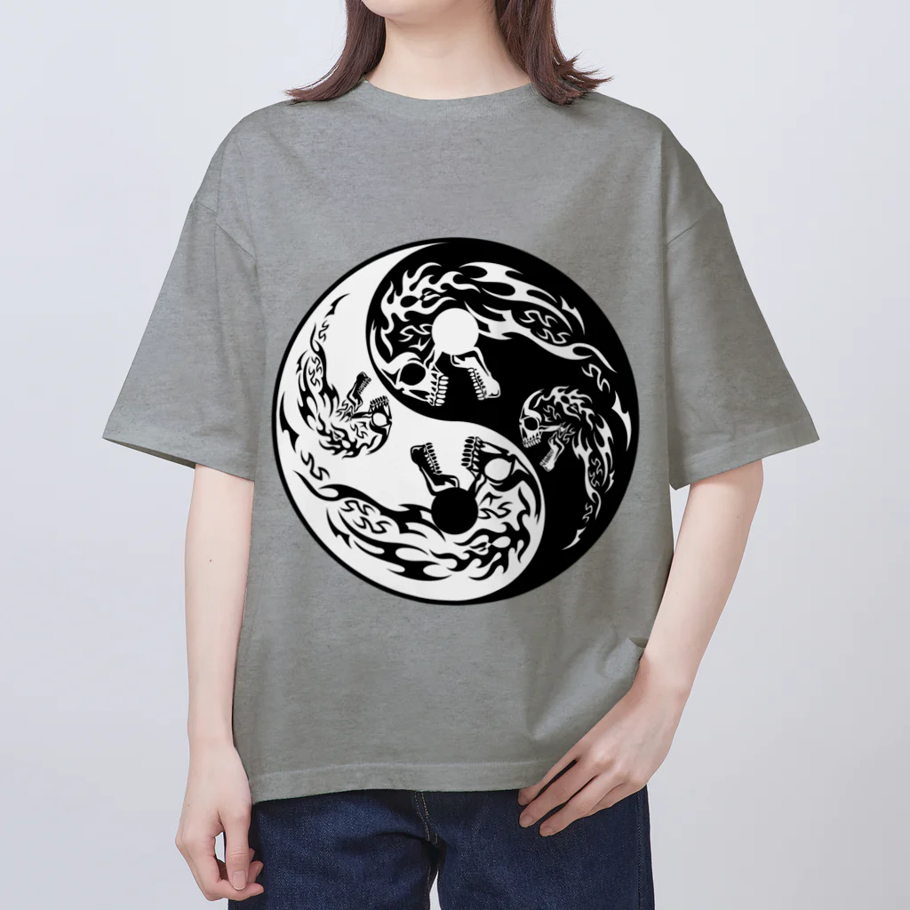 Ａ’ｚｗｏｒｋＳの陰陽二連髑髏 旋転（オリジナル家紋シリーズ） オーバーサイズTシャツ