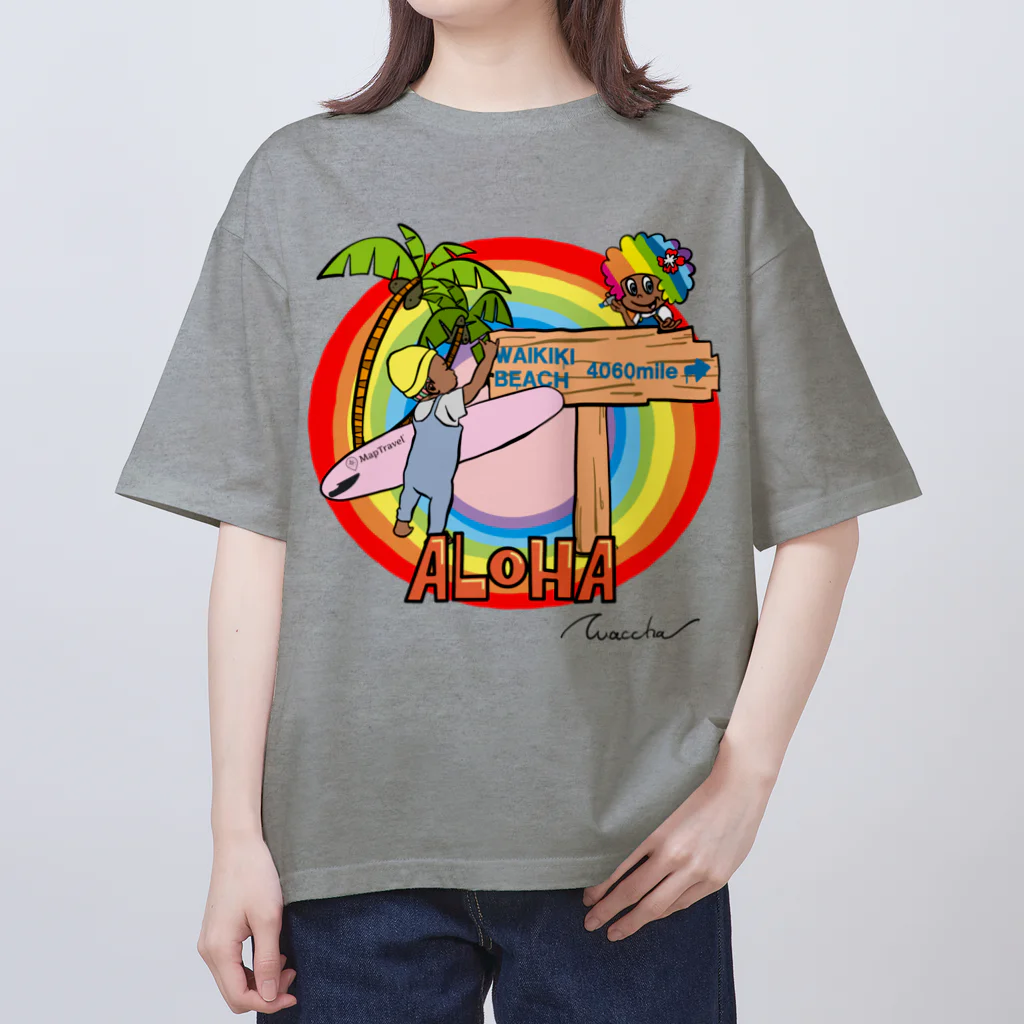 ハワイが大好きな女の子『HENOHENO MAPPY』のx waccha コラボデザイン2 オーバーサイズTシャツ