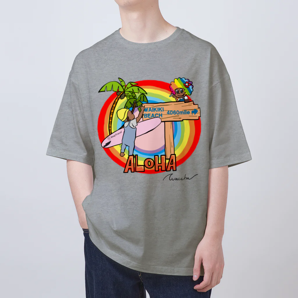 ハワイが大好きな女の子『HENOHENO MAPPY』のx waccha コラボデザイン2 Oversized T-Shirt