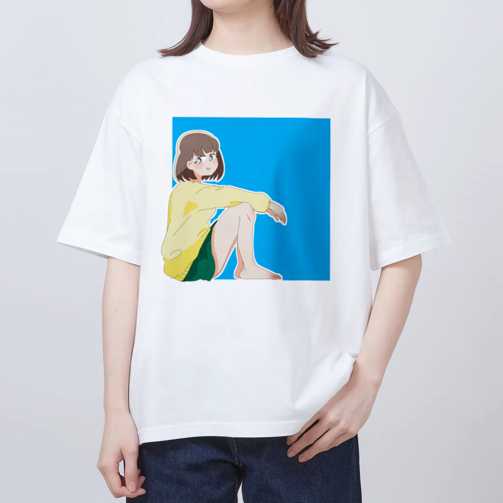 にかいからするめの裸足でくつろぐ女の子 オーバーサイズTシャツ