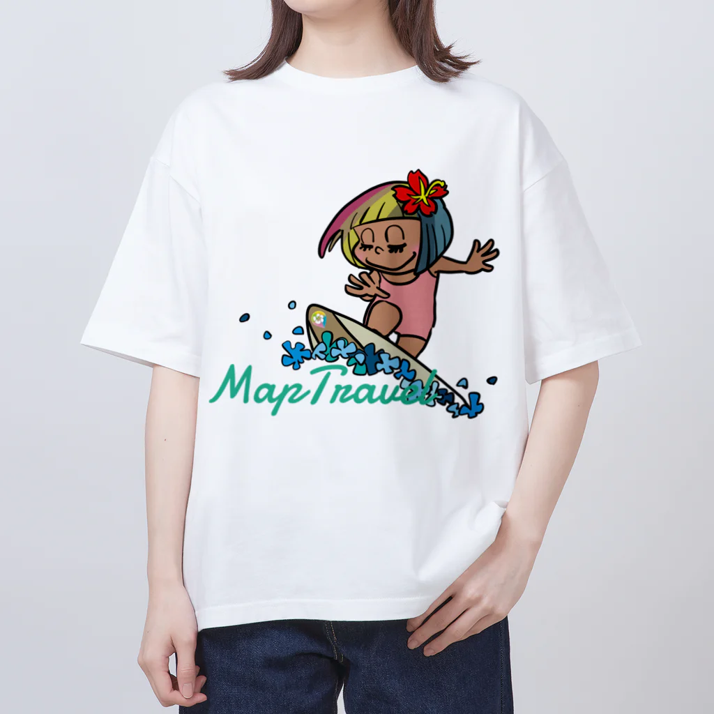 ハワイが大好きな女の子『HENOHENO MAPPY』のHHM.SURFRIDER（MapTravel Ver.） Oversized T-Shirt