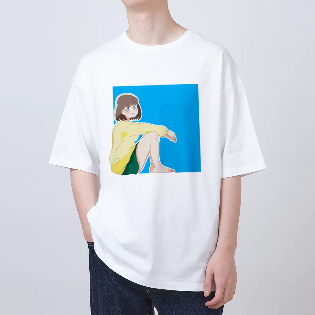 にかいからするめの裸足でくつろぐ女の子 オーバーサイズTシャツ