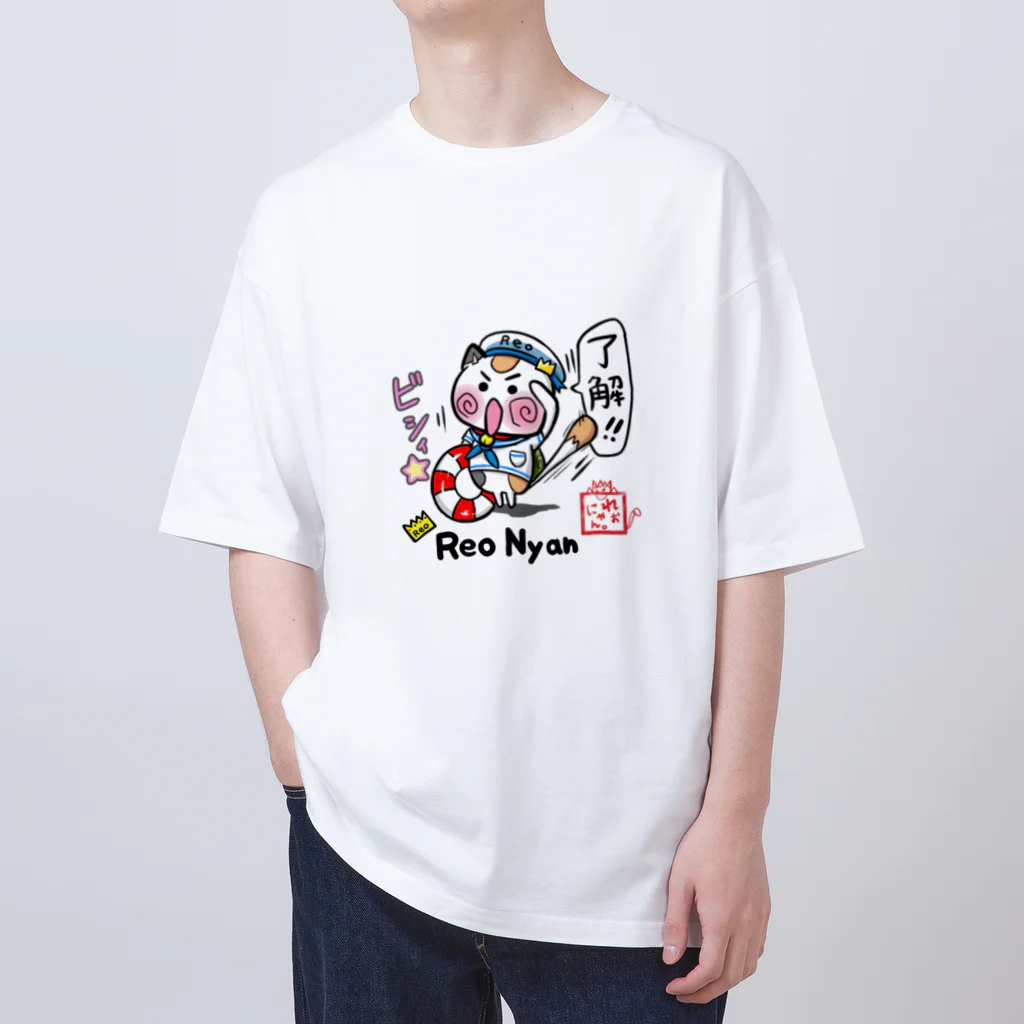 旅猫王子れぉにゃん👑😼公式(レイラ・ゆーし。)の夏のマリン☆れぉにゃん オーバーサイズTシャツ