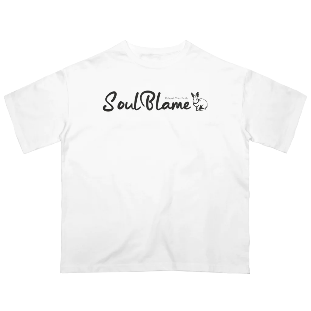 SOULBLAMEのRABBIT LOGO BLACK IN WHITE オーバーサイズTシャツ