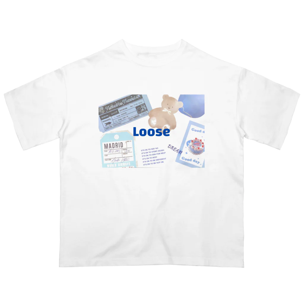 Looseのくまくまブルー オーバーサイズTシャツ