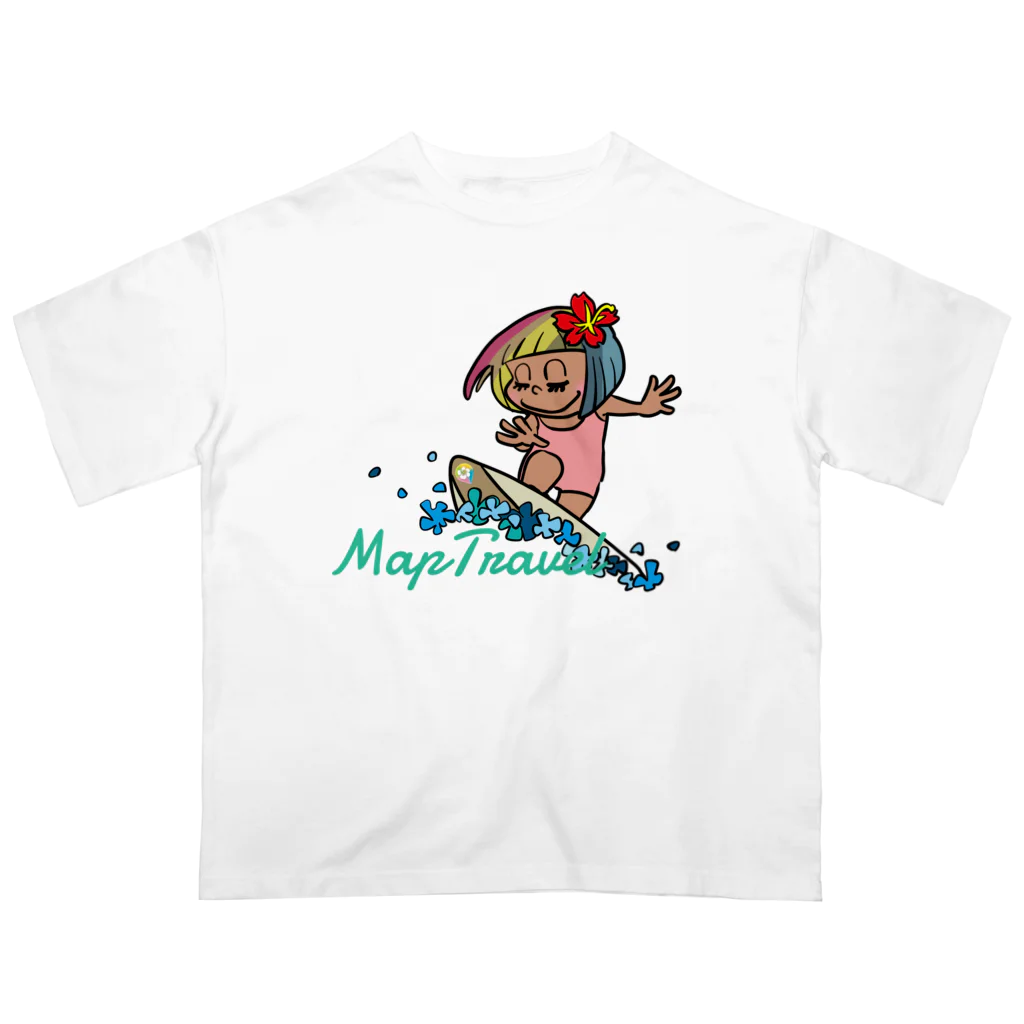 ハワイが大好きな女の子『HENOHENO MAPPY』のHHM.SURFRIDER（MapTravel Ver.） Oversized T-Shirt