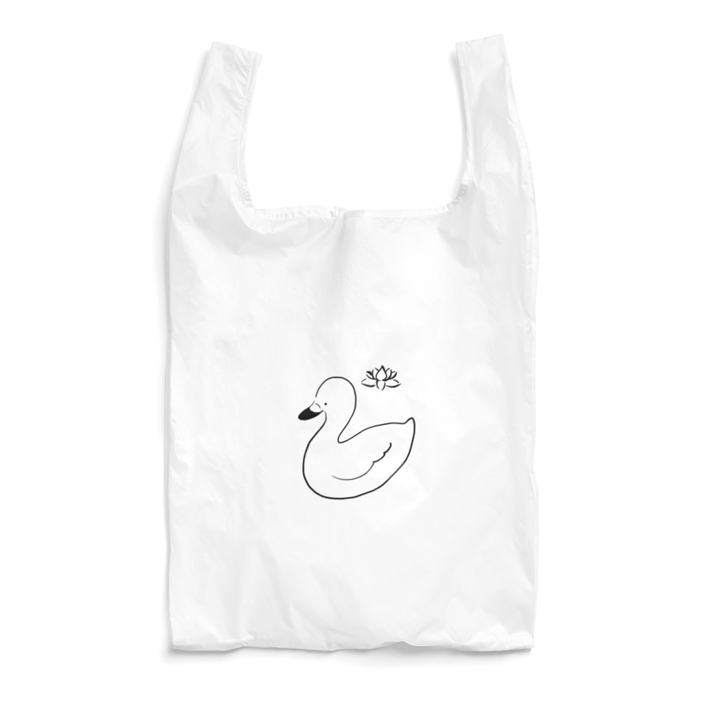 ねこの森雑貨店(SUZURI店)の白鳥とハス Reusable Bag