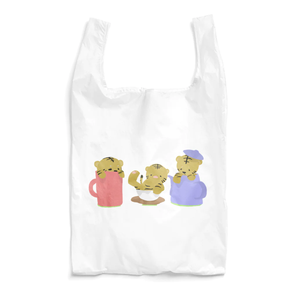 筆ぺん デザイン ショップのトラの三兄弟 Reusable Bag