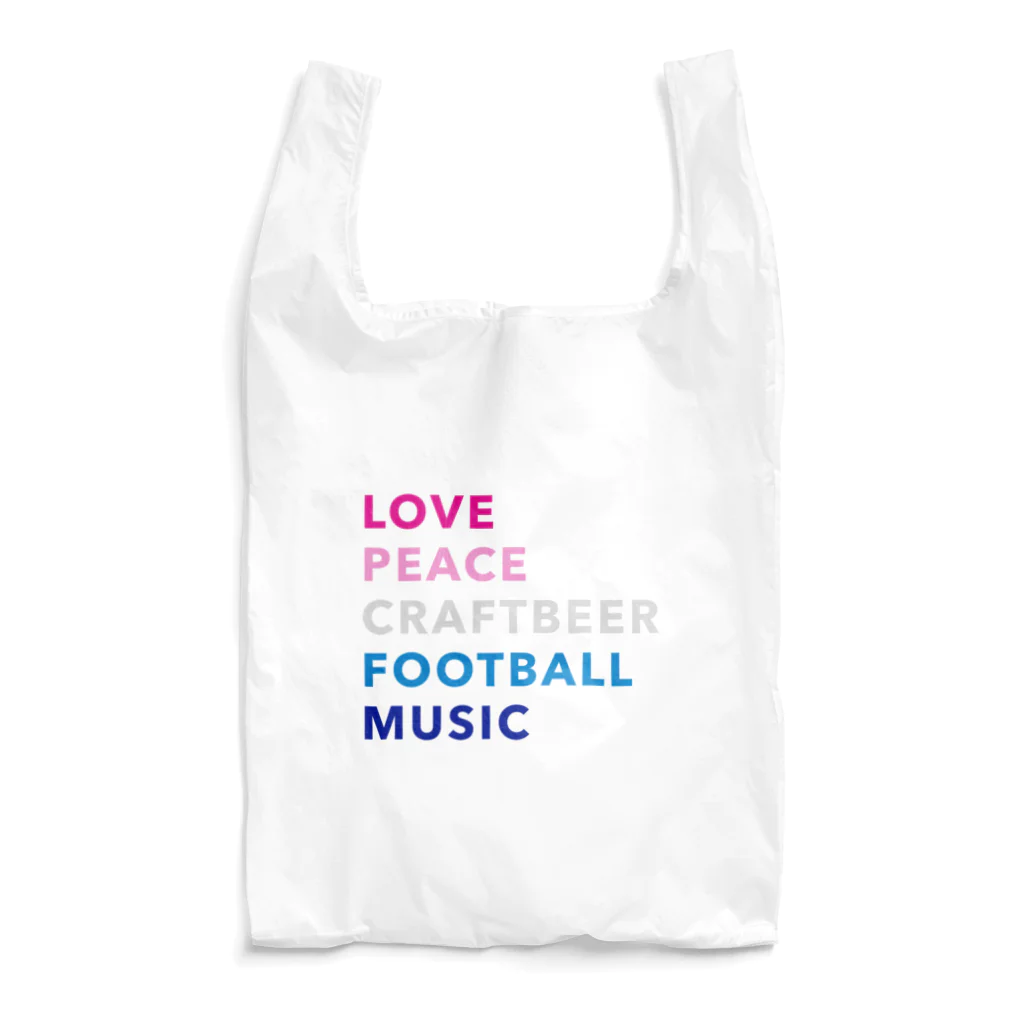 KAWAGOE GRAPHICSの愛と平和とビールとサッカーと音楽 Reusable Bag