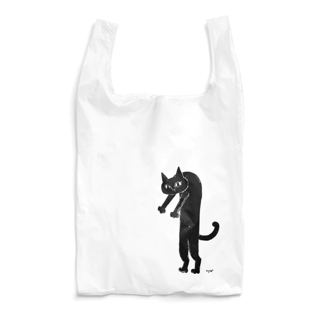 黒猫メディア / nya3（にゃにゃにゃ）の胴長の黒猫さん Reusable Bag