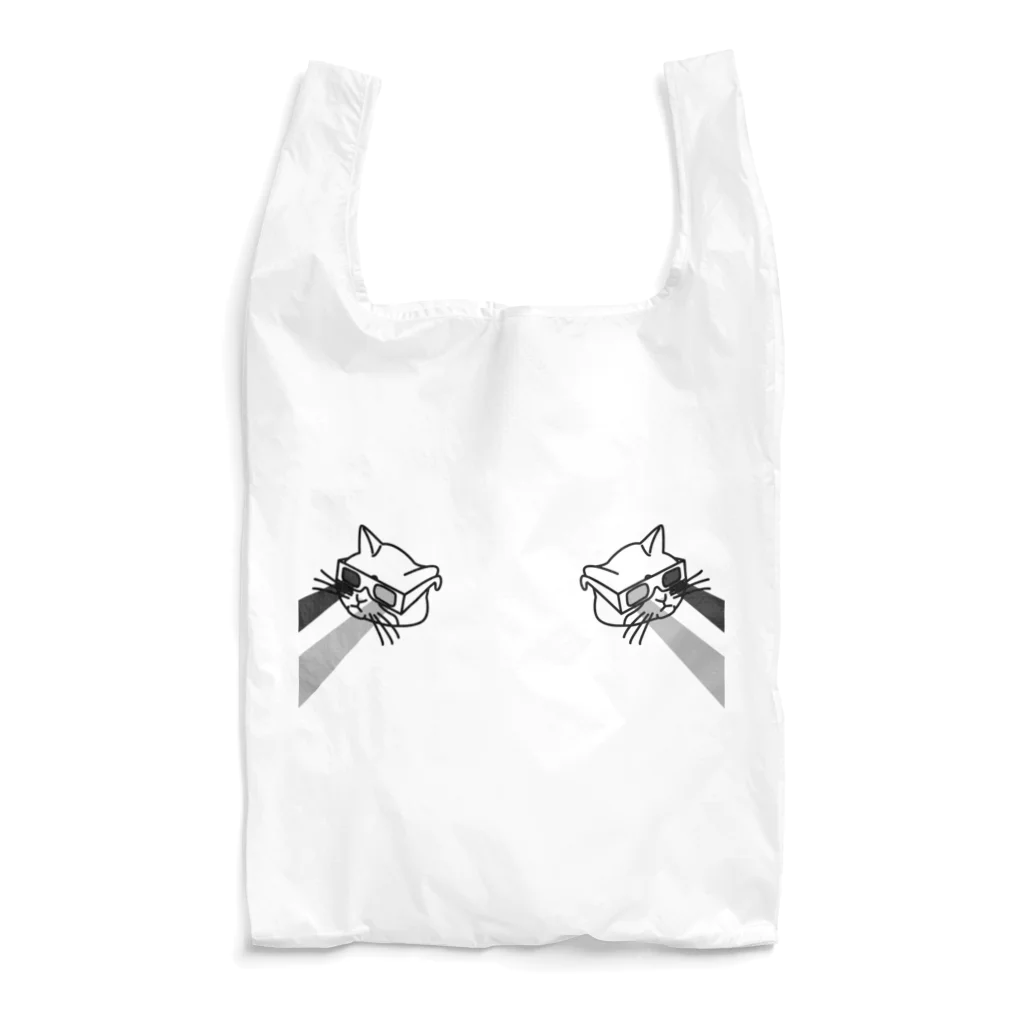 中華呪術堂（チャイナマジックホール）の【黒・前】3D猫 Reusable Bag