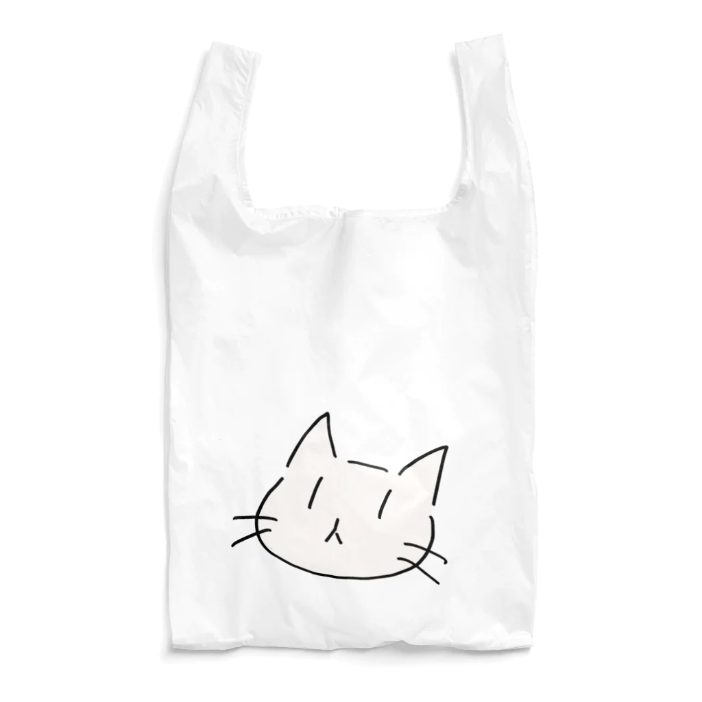 なんだこれTシャツとトーバッグのNEKO（ねこ・顔のみ・白猫） エコバッグ