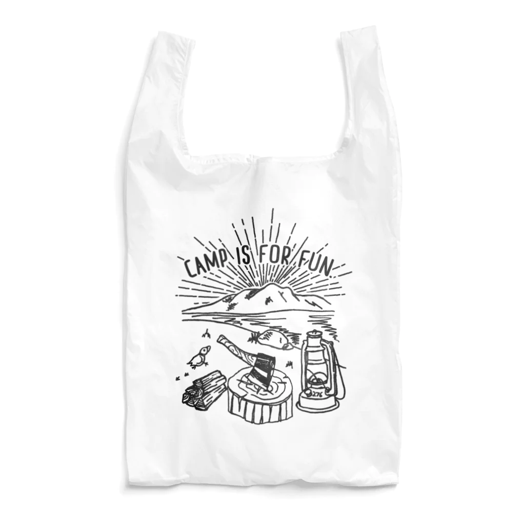 Too fool campers Shop!のキャンプは楽しむもの01(黒文字) Reusable Bag