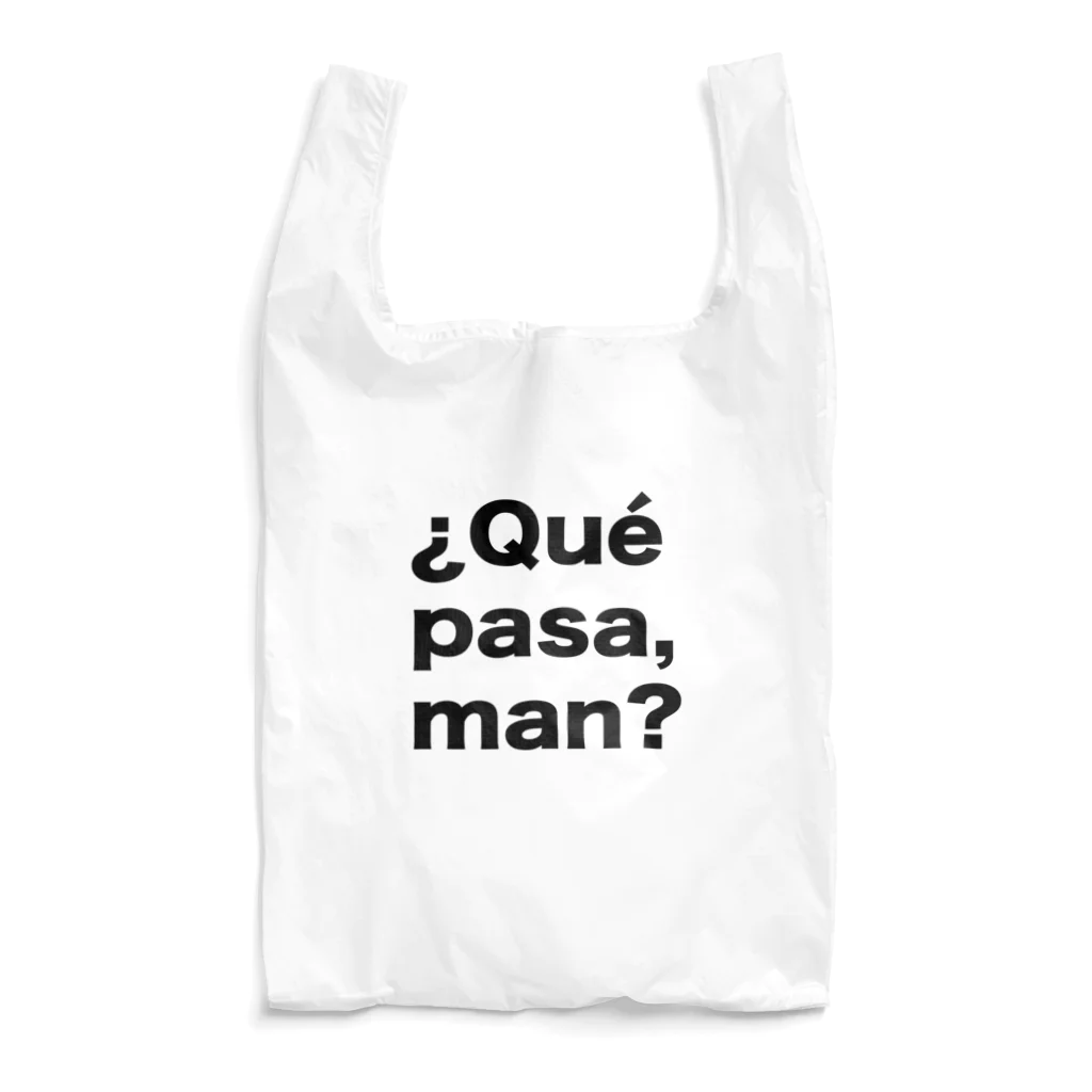 TシャツジャパンSUZURI店🇯🇵の¿Qué pasa,man?（ケパサメン）黒文字 Reusable Bag