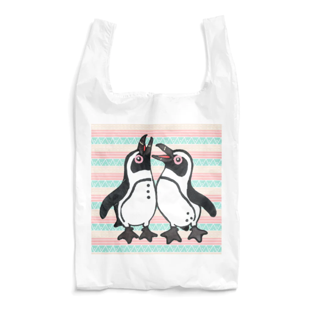 penguininkoの仲良く鳴き合うケープペンギン🐧背景ありB Reusable Bag