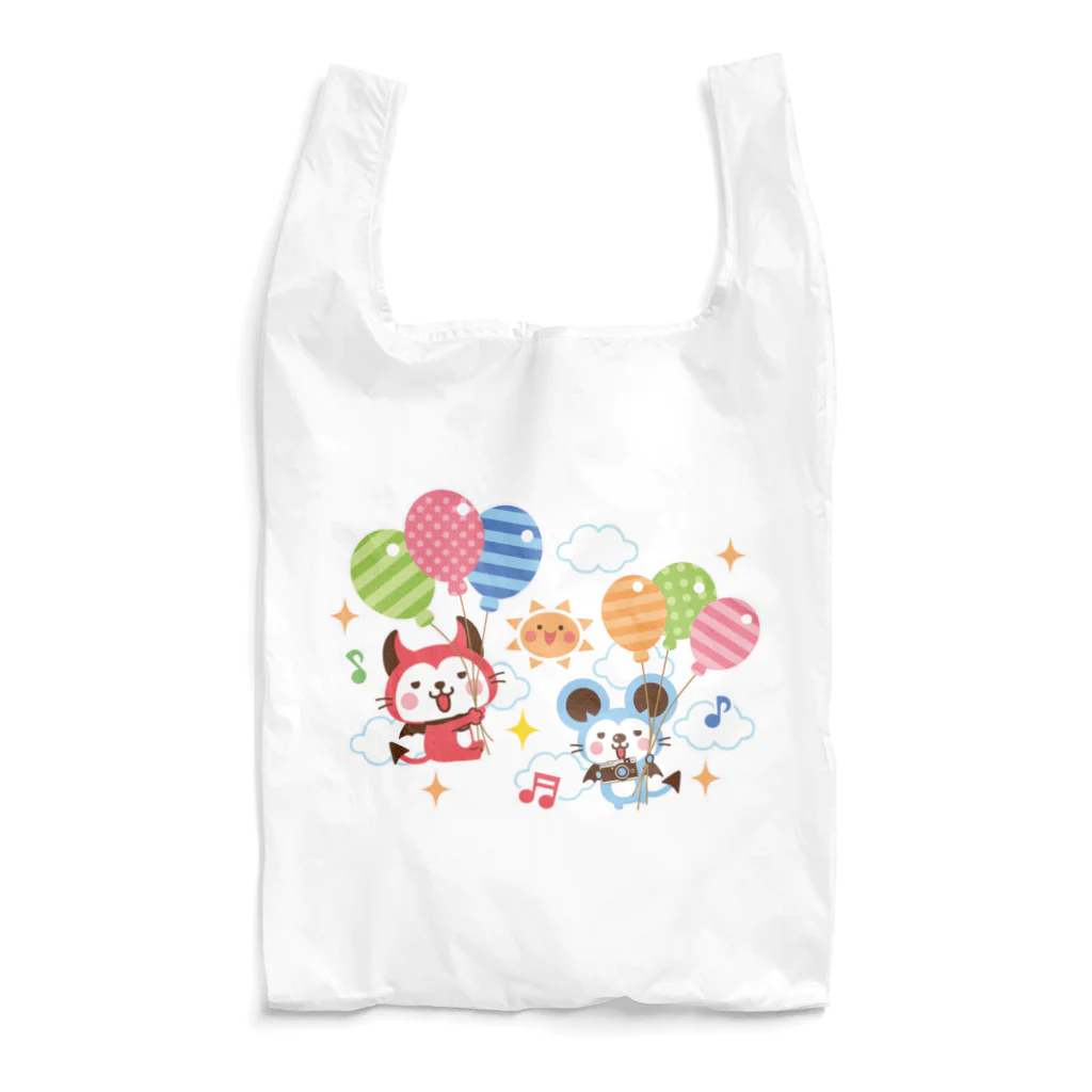 ミニマムユニヴァース@SUZURIのデビねこくんとデビねずちゃん エコバッグ 風船 Reusable Bag