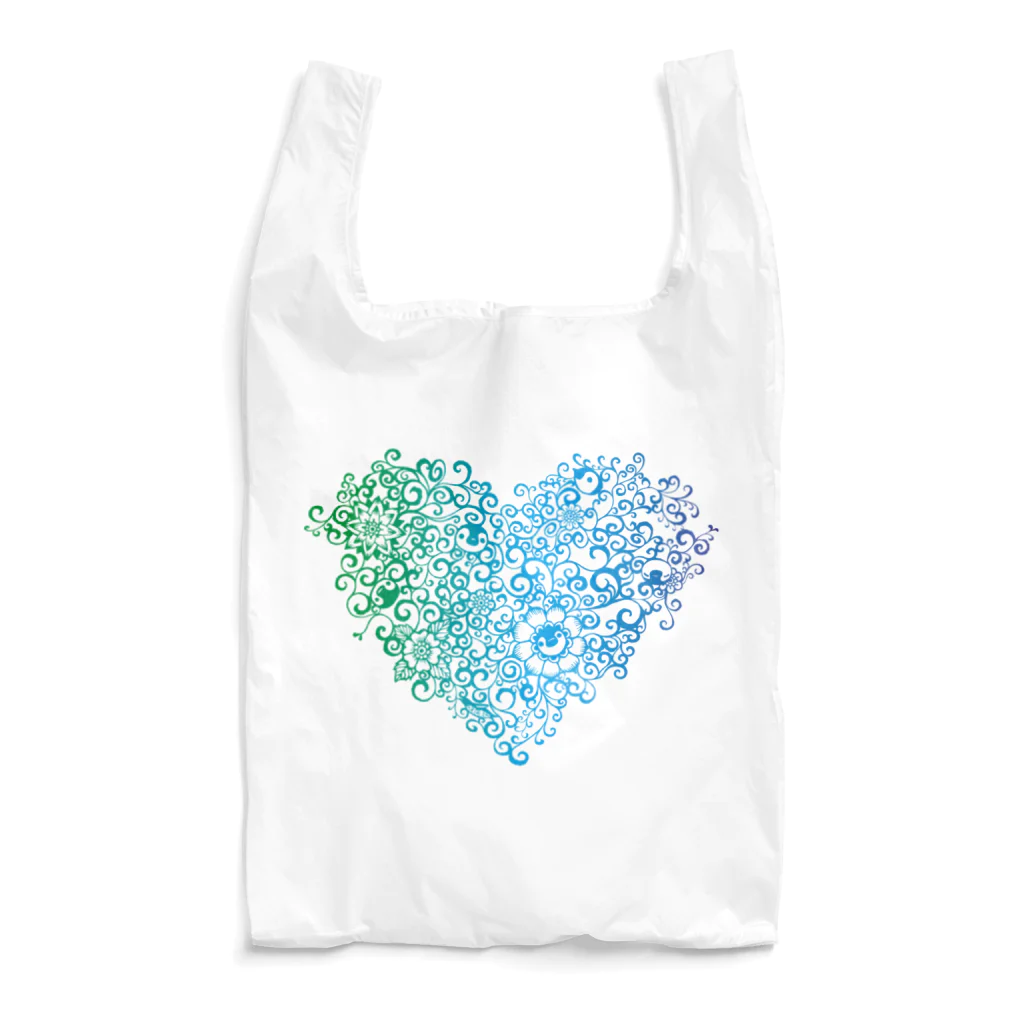 ぎんまにのペンギンつる草エコバッグ（寒色） Reusable Bag