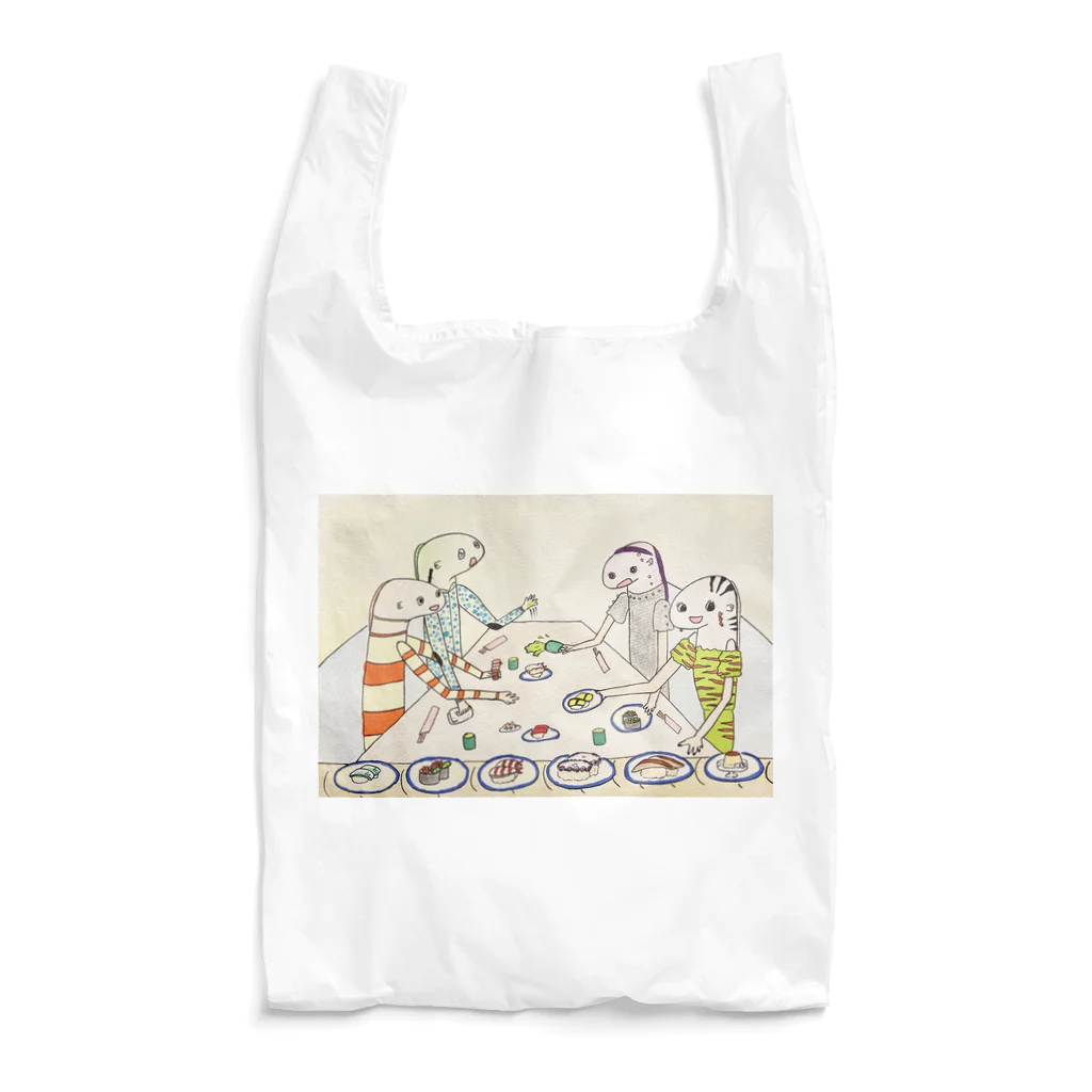 まんぷくらっこのチンアナゴファミリーの楽しい外食 Reusable Bag