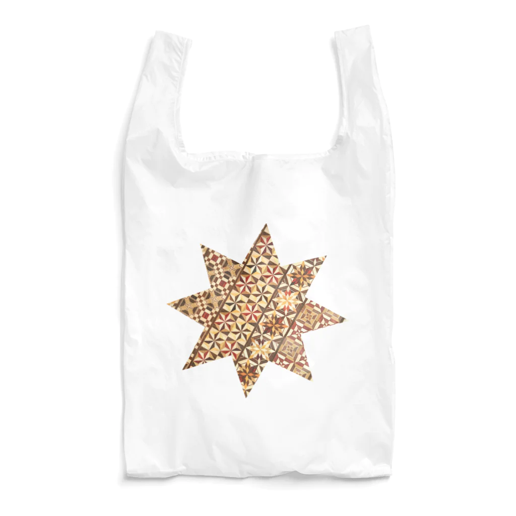 富羽彩絵の寄木　八芒星 ダビデの星 八角星、八線星、 星型八角形、ヘキサグラム  　縁起の良い神聖な図形  Reusable Bag