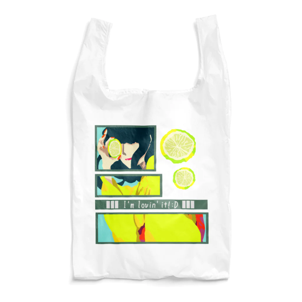 GOODS SHOP【そぞろな小窓】 SUZURI店の【I'm lovin' it! -lemon-】 エコバッグ