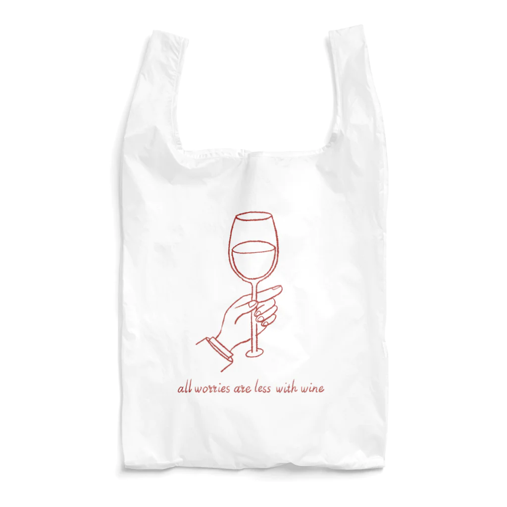 Blue chairのAll worries are less with wine. Reusable Bag