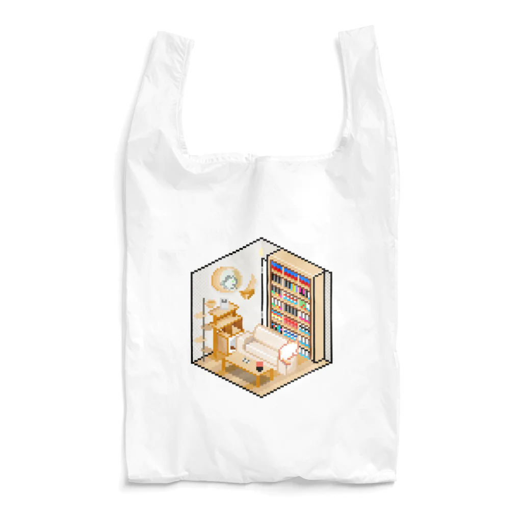 脱サラ賢者タカの池崎さん家っぽいピクセルルームTシャツ【白】 エコバッグ