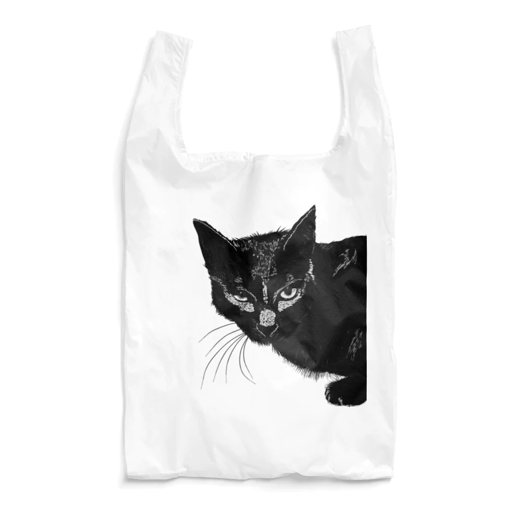 小鳥と映画館のカッコよく覗きに来た黒猫 Reusable Bag