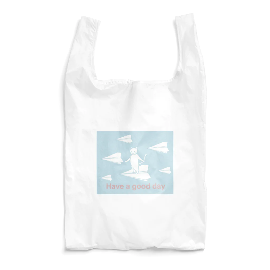 soraのHave a good day 紙飛行機に乗った猫のさぶろう Reusable Bag