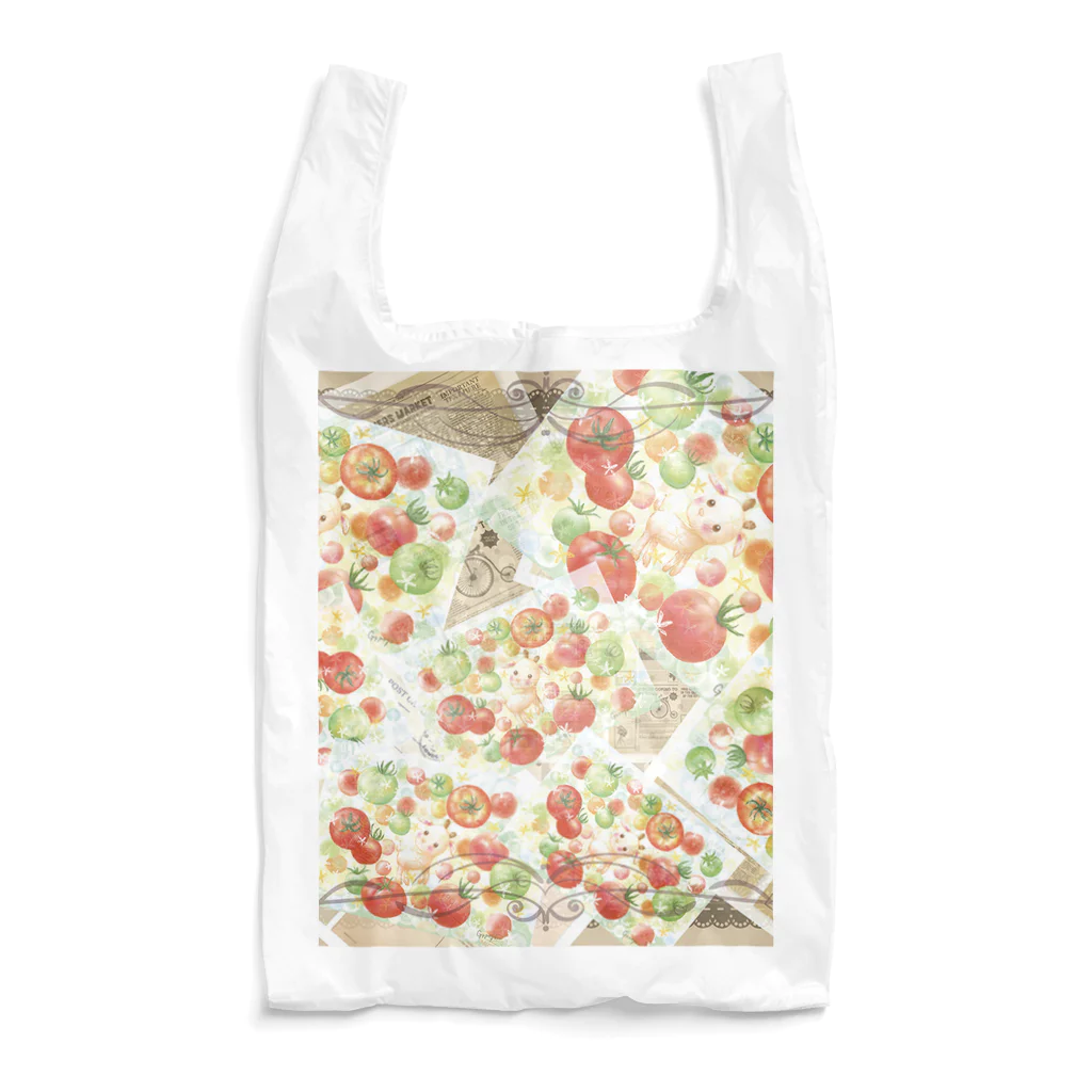 Vegefru　bouquet　　　　　　　＜ベジフルブーケ＞のヤギとトマトのコラージュ Reusable Bag