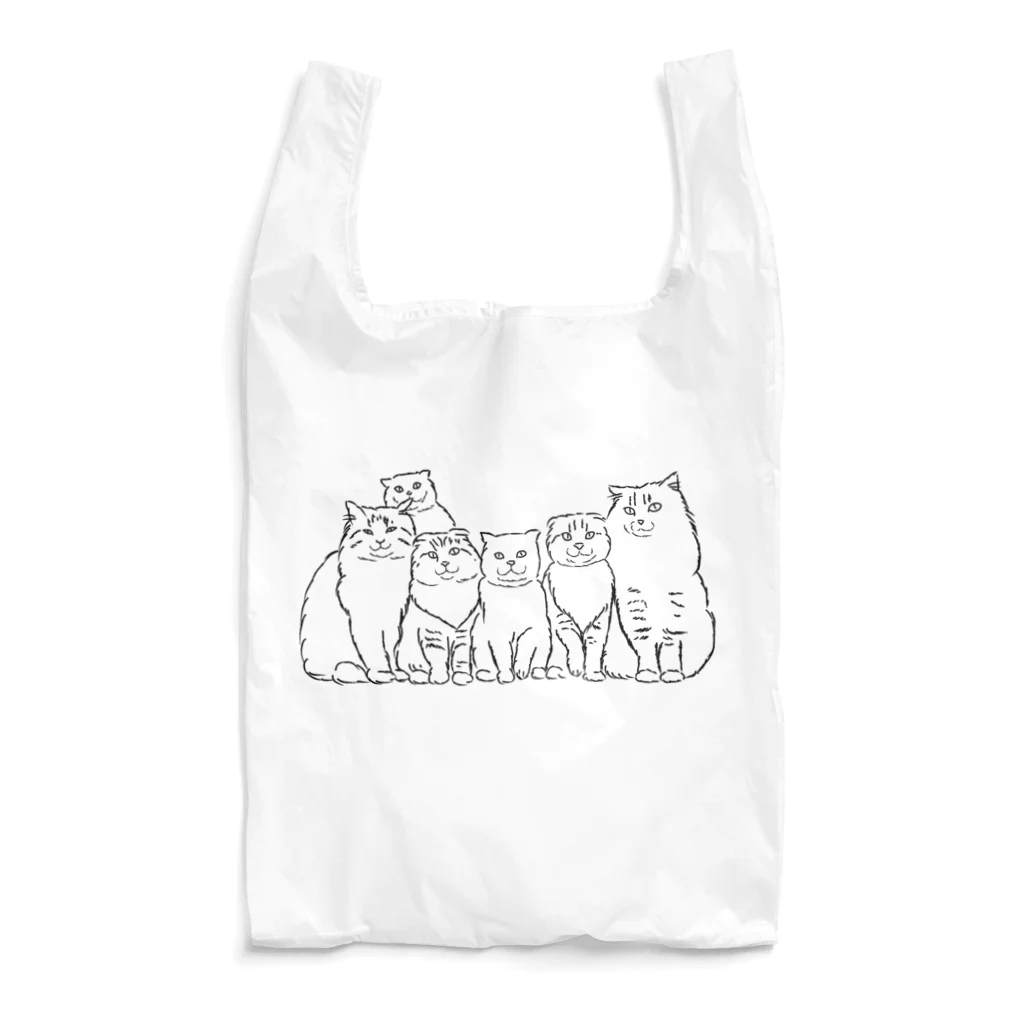 小鳥と映画館の仲良し6キャット　線画 Reusable Bag